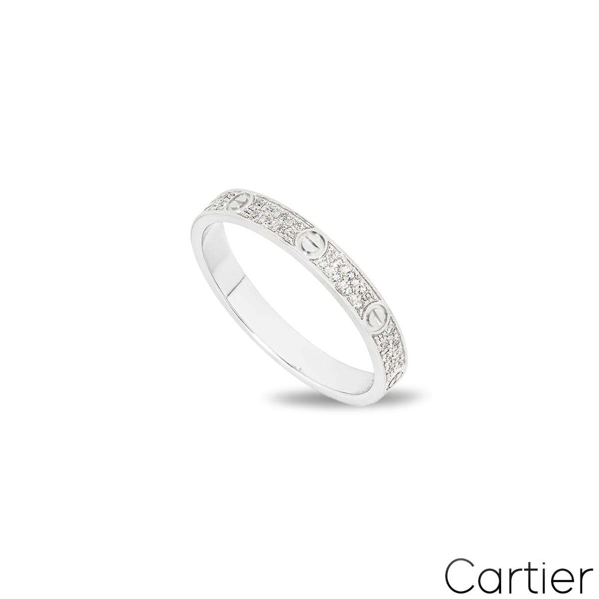 Cartier White Gold Pave Diamond Small Model Love Ring Size 50 B4218250 Cartier White Gold Pave Diamond Small Model Love Ring Size 50 B4218250